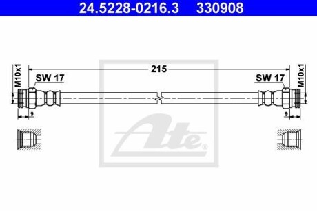 Шланг гальмівний ATE 24522802163