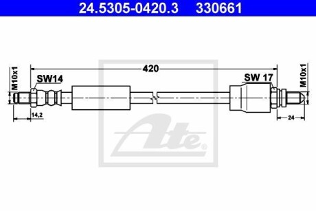 Шланг гальмівний ATE 24530504203
