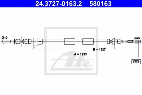 Трос ручного гальма ATE 580163