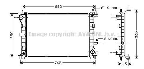 Радіатор, охолодження двигуна AVA COOLING FD2265