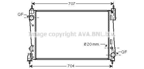 Радиатор охлаждения двигателя Fiat Doblo 10&gt; 1,6-2,0 MJet MT AC+/-, Opel Combo 1,6-2,0 CDTI 12&gt; AC+/- AVA AVA COOLING FTA2312 (фото 1)