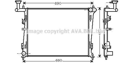 Радиатор охлаждения двигателя Hyundai i30 (07-) 1.4i-1.6i MT AC+/- AVA AVA COOLING KA2097 (фото 1)