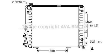 Радиатор охлаждения двигателя MB W124 MT/AT +AC 89-96 (Ava) AVA COOLING MSA2072