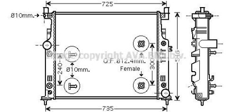 Радіатор охолодження MB W164/251 ML/GL/R AT 05(AVA) AVA COOLING MSA2436 (фото 1)