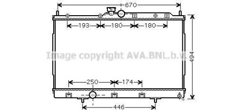 Радиатор охлаждения MITSUBISHI OUTLANDER (CU2, 5W) (03-) (аналог MTА2183) (AVA) AVA COOLING MT2183