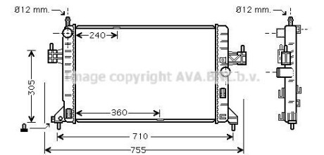 Радіатор, охолодження двигуна AVA COOLING OL2305