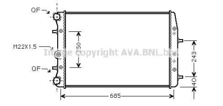 Радиатор охлаждения двигателя VW Polo (01-09), Skoda Fabia (99-07, 07-15), Room AVA COOLING SAA2008 (фото 1)