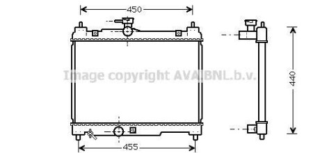 Радіатор, охолодження двигуна AVA COOLING TOA2251