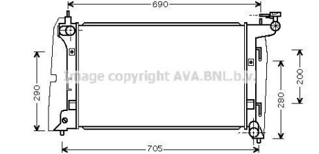 Радиатор охлаждения двигателя Toyota Corolla 1,6i 01>07 AVA COOLING TOA2290