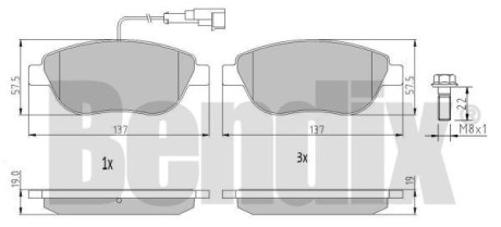 КОЛОДКИ ТОРМОЗНЫЕ FIAT DOBLO 09> ПЕРЕД 1-ДАТЧИК Bendix 510205