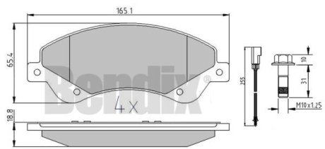 КОЛОДКИ ТОРМОЗНЫЕ FORD TRANSIT 06> ПЕРЕД Bendix 510615