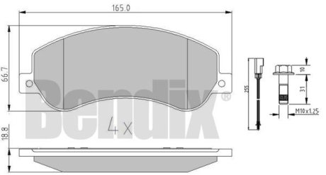 КОЛОДКИ ТОРМОЗНЫЕ FORD TRANSIT 06> ПЕРЕД Bendix 510616