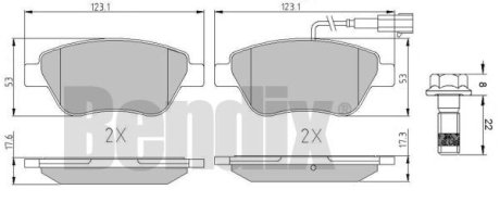 КОЛОДКИ ТОРМОЗНЫЕ FIAT FIORINO 07> ПЕРЕД 1-ДАТЧИК Bendix 510912