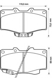 Колодки гальмівні передні Toyota Land Cruiser, Hilux, 4Runner; VW Taro FDB797 FDB1852 Bendix 572140B