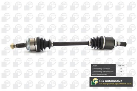 Піввісь Kia Picanto 1.0/1.1i -11 (24/25) 630mm Л. BGA DS3604L