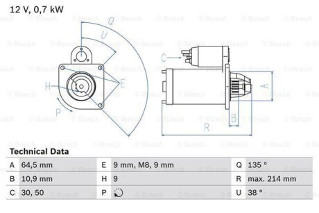 Стартер BOSCH 0 986 017 030 (фото 1)