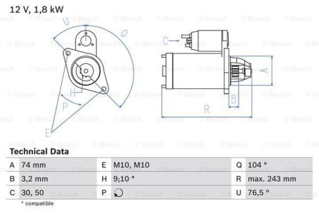 Стартер BOSCH 0 986 018 680