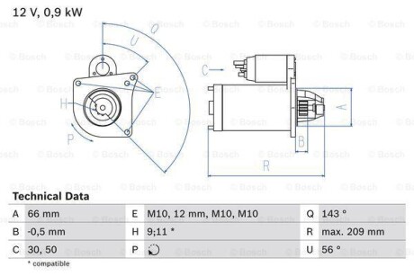 Стартер BOSCH 0 986 018 860