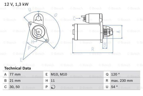 Стартер BOSCH 0986029130