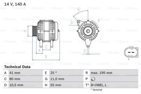 Генератор BOSCH 0 986 046 210 (фото 1)