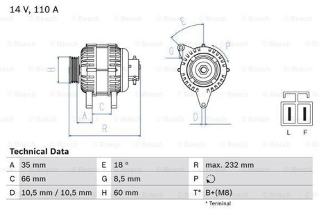 Генератор BOSCH 0 986 048 301