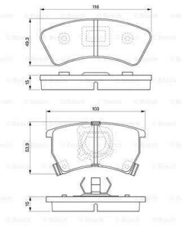 Гальмівні колодки, дискове гальмо (набір) BOSCH 0986424006