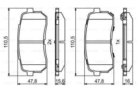 Гальмівні колодки, дискові BOSCH 0986494828