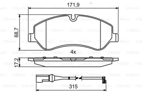 Колодки гальмівні FORD P. TRANSIT 2,0-2,2 TDCI 12- BOSCH 0 986 494 844