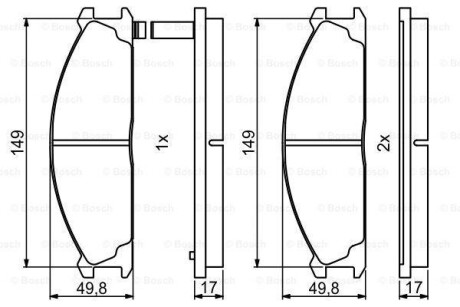 Гальмівні колодки, дискові BOSCH 0986494848 (фото 1)