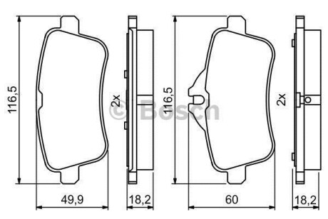 Гальмівні колодки дискові MB A/CLA/GLA/SLK/SLC-Klasse R 13>> BOSCH 0986495403 (фото 1)