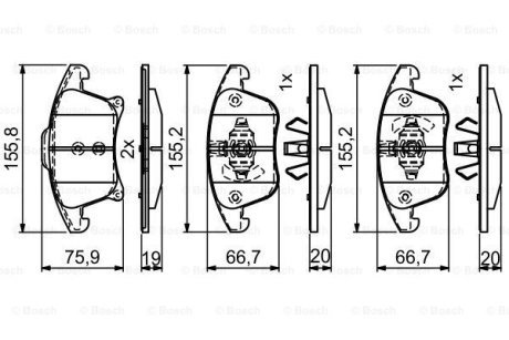 Колодки гальмівні (передні) Ford Galaxy III/S-Max/Mondeo V/Fusion 13-/Ford (США) Fusion 05- BOSCH 0986495407