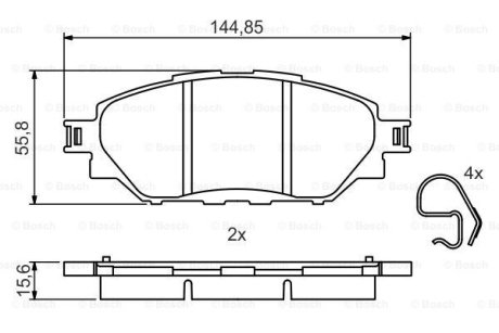 Колодки гальмівні (передні) Toyota Hilux 05-/Fortuner 04-15 BOSCH 0986495425