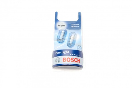 Автолампа Pure Light W5W W2,1x9,5d 5 W прозрачная BOSCH 1987301026