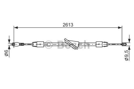 Гальмівний трос (передня частина) 1613mm MB E W210 BOSCH 1987477701