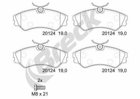Гальмівні колодки, дискові BRECK 201240070100