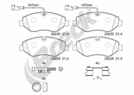 КОЛОДКИ ГАЛЬМІВНІ NISSAN CABSTAR 06> ПЕРЕД 1-ДАТЧИК BRECK 292290070310