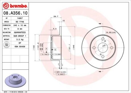 Гальмівний диск BREMBO 08A35610