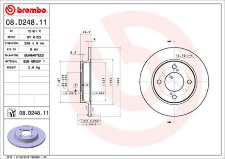 Диск гальмівний BALENO 16- tyі BREMBO 08D24811