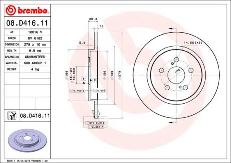 Гальмівний диск BREMBO 08.D416.11