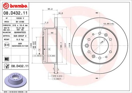 Диск гальмівний задній BREMBO 08D43211