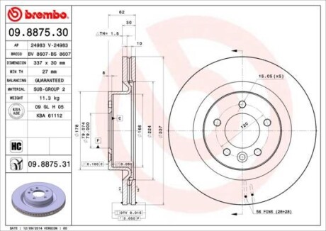 Гальмівний диск BREMBO 09887531