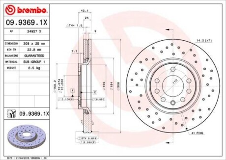 Гальмівні диски BREMBO 0993691X