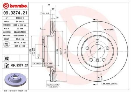 Гальмівний диск BREMBO 09937421