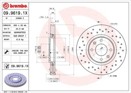 Гальмівні диски BREMBO 0996191X