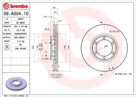 Диск тормозной BREMBO 09.A304.10