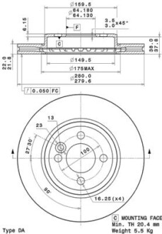 Диск гальмівний BREMBO 09A76111