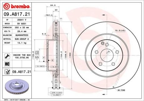 Гальмівний диск BREMBO 09.A817.21