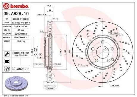 Диск гальмівний BREMBO 09A82811