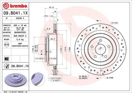 Диск гальмівний BREMBO 09B0411X