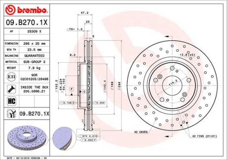 Гальмівні диски BREMBO 09B2701X